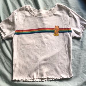 Care Bears lettuce trim crop top size S